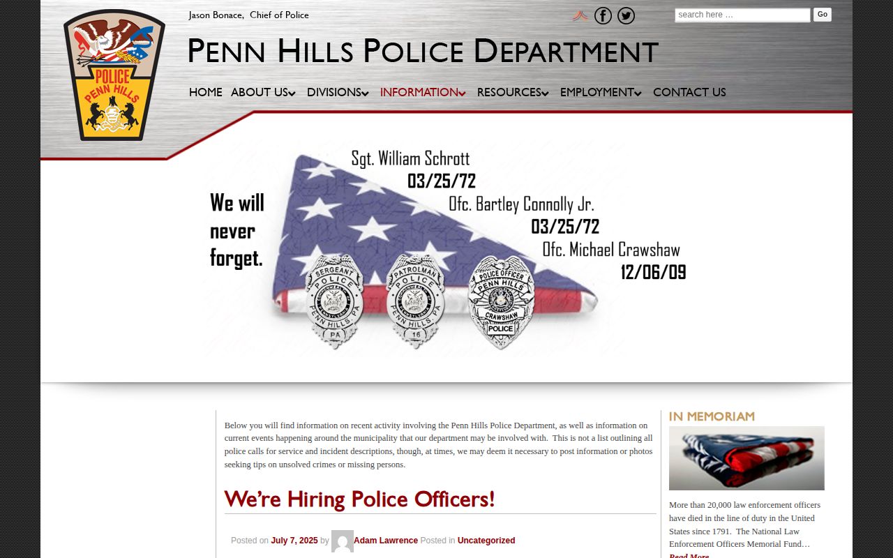 Penn Hills Police News and Alerts page